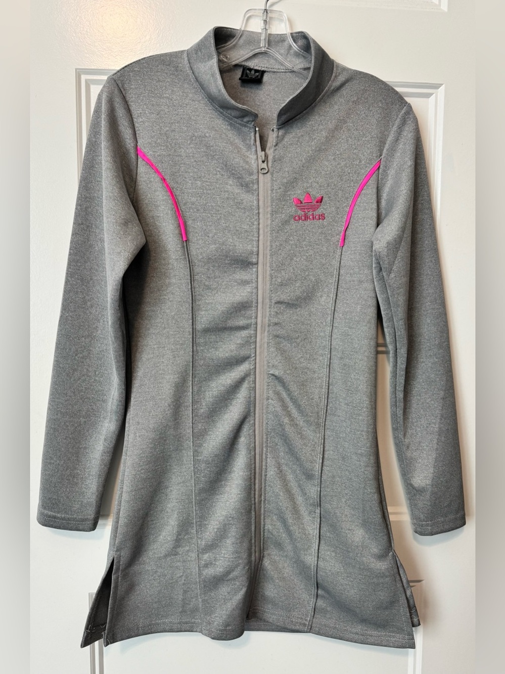 Vintage Adidas Originals Y2K Gray Pink Longline Track Jacket S 80’s-90’s